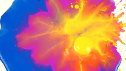 a creative art design with colorful paint splatters in a modern studio . use as multipurpose tittle intro, background. product mockup. motion graphics background