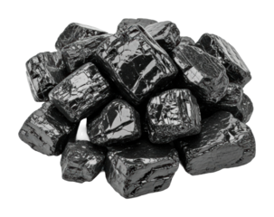 Inspecting high-quality coal samples mining site industrial context isolated on transparent background