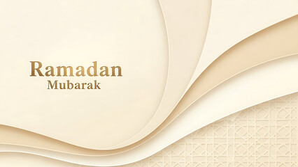 Ramadan Mubarak celebration with elegant beige background