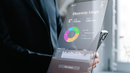 Real-time energy consumption analytics on your smartphone screen, energy efficiency through...