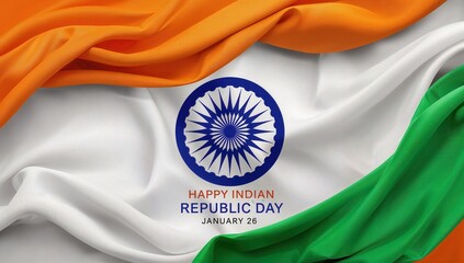 Waving Indian tricolor flag background, Happy Republic Day celebration design