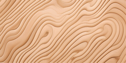 A natural wood texture background features a brown oak grain pattern with a dry desert dune surface, creating a weathered wooden board design inspired by the waves of beach sand © FSompa