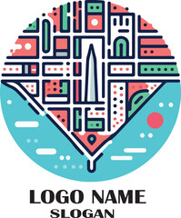Mapa buenos aires logo icon vector white background .