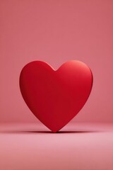 red heart standing on pink background minimal valentine day concept with large empty space for text clean studio scene concept of advertising branding marketing