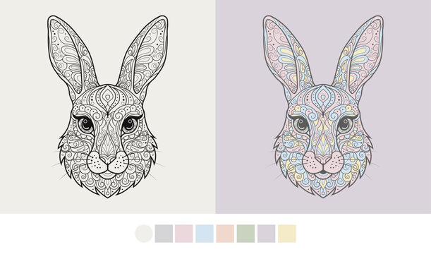 Decorative Zentangle Rabbit Head Vector Illustration