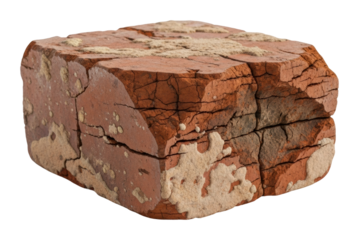 Exploring natural red clay brick textured surface isolated on transparent background