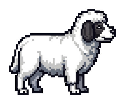 Playful pixel dog digital style whimsical isolated on transparent background