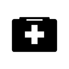 Obraz premium Minimalist First Aid Kit Silhouette with Cross Negative Space - Concept of Emergency Healthcare, Medical Assistance, and Safety Equipment