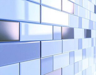 光沢タイル壁のクローズアップと幾何学模様の質感