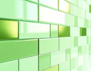 光沢タイル壁のクローズアップと幾何学模様の質感