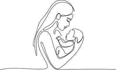 Woman hold her baby silhouette design