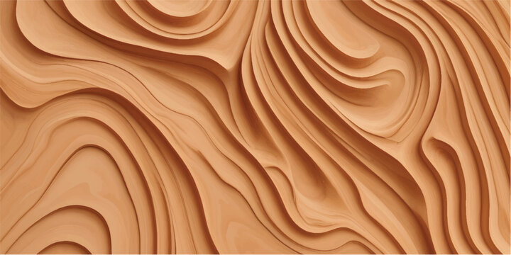 An artistic wood carving with undulating wave pattern. The wooden surface displays rich textures and fluid shapes.