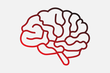 The image features a stylized outline of a human brain viewed from the side (lateral view).