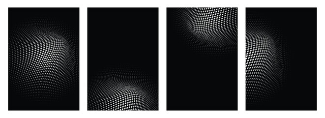 Abstract Halftone Waveform Background Illustration with Dotted Texture