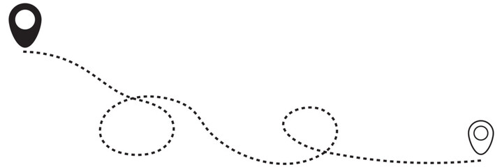 Flat route location icon. Map distance sign. vector illustration