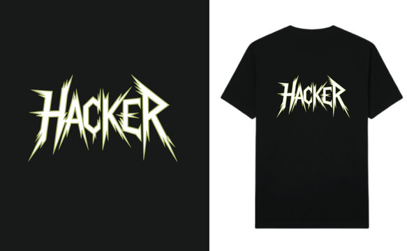 HACKER Thrash Metal T shirt Typography Design
