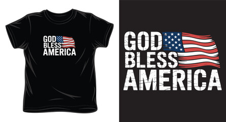 Fototapeta premium American flag waving shirt design, distressed USA flag with text, patriotic apparel print