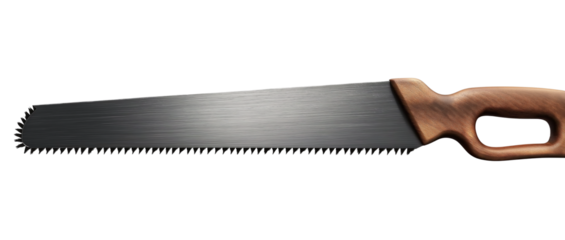 Wooden Hand Saw with Metal Blade and Teeth woodworking isolated on a transparent background