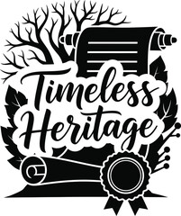 Timeless Heritage Scroll Quill Pen Vector Black Hand Drawn Typography Logo Emblem Badge Icon Silhouette Vintage Retro Graphic History Knowledge Culture Literature