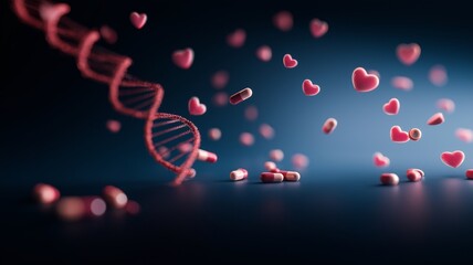 Minimalist DNA Helix with Abstract Medical Icons. Clean Biotechnology and Pharmaceutical Science Background.