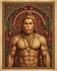 Hanuman, Hindu God, Monkey God, Powerful Warrior with Ornate Decorations