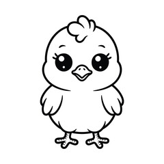 Obraz premium Adorable Kawaii Chick Outline for Kids