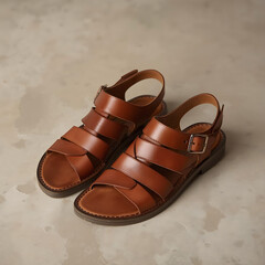 Brown leather strappy sandals
