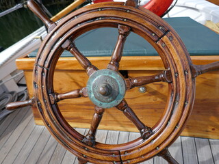Vintage ship helm wheel for steering