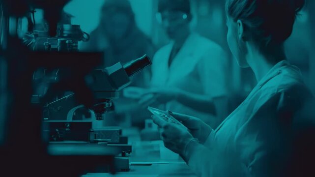 Medium shot of engineers testing durable alloy materials in a laboratory environment emphasizing enhanced strength and resilience for construction applications.