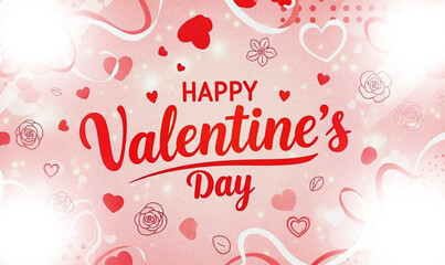 Valentines day 2026 background Grainy texture PNG Background. Valentine's day PNG design card. Holiday banner, web poster, flyer, color brochure 