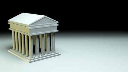3D model of a classical Greek-Roman style temple against a neutral background.