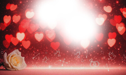Valentines day 2026 background Grainy texture PNG Background. Valentine's day PNG design card. Holiday banner, web poster, flyer, color brochure 