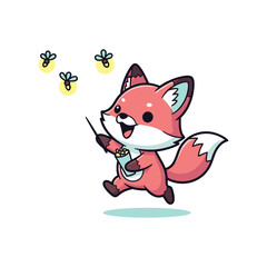 Cute Fox Holding Phone with Bees