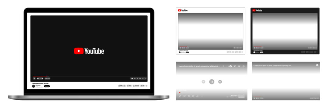 YouTube Web Player Mockup on Laptop Showing Video Interface and Controls
Modern YouTube Website UI Mockup for Desktop Streaming and Video Content