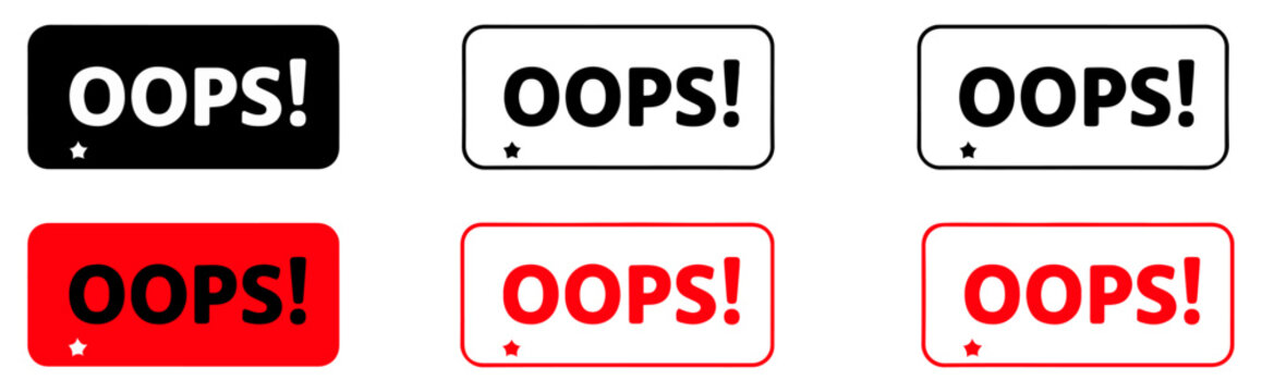 oops speech bubble icon set