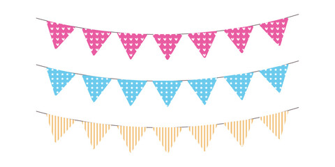 Decorative Birthday Banner Set with Heart Star and Stripe Patterns