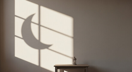 Minimal Ramadan Window Light With Crescent Shadow