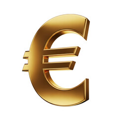 Obraz premium Shiny golden euro symbol isolated on transparent background