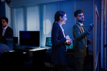 digital business and technology innovation concept. Dedicated professional team planning a future travel application strategy. Strategic investment in mobile solutions and online customer.