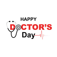 Happy Doctor's Day Greeting Card, stethoscope,and a heart rate monitor