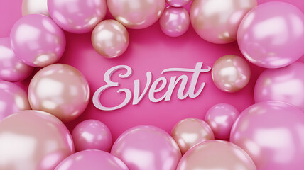 Pink and Pearl Balloons Frame with Event Text on Festive Background