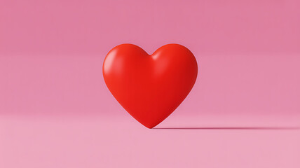 Red Heart on Pink Background with Copy Space for Valentine's Day Design