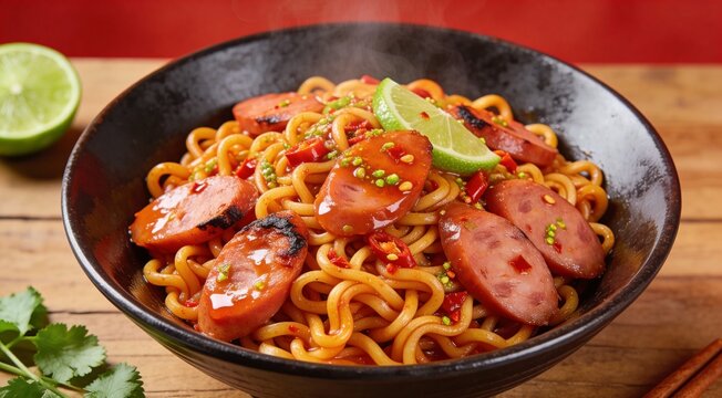 Mixed Noodles with Vietnamese Sausage in Spicy Lime Sauce