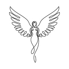 Protective Angel Embrace Line Art