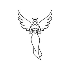Abstract Angel Heart Line Art