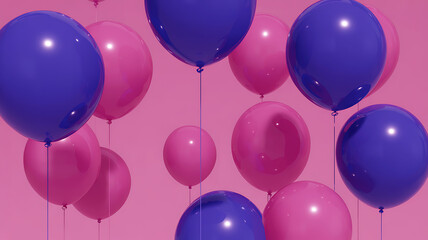 Pink and Purple Balloons on Pastel Background for Birthday, Party, Greeting or Celebration Design