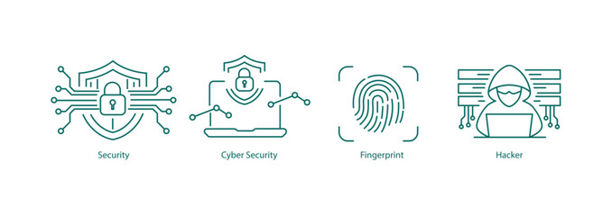 Comprehensive Cybersecurity and Digital Protection Line Icon Set