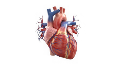 Human heart anatomy isolated on transparent background