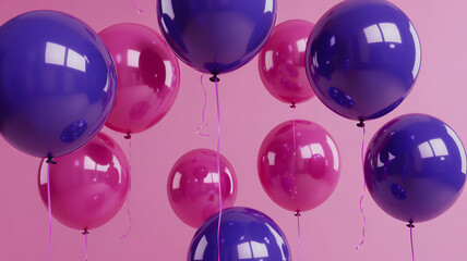 Pink and Purple Balloons on Pastel Background for Birthday, Party, Greeting or Celebration Design