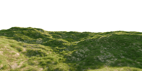 Hills with grass on a transparent background. 3D rendering.	
